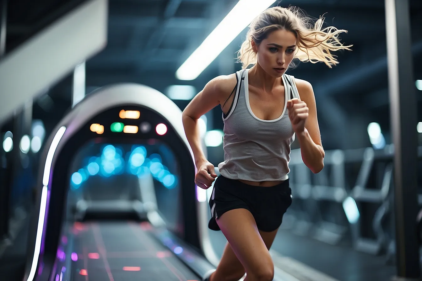 Leonardo Diffusion XL A runner desperately trying to stay on a treadmill.