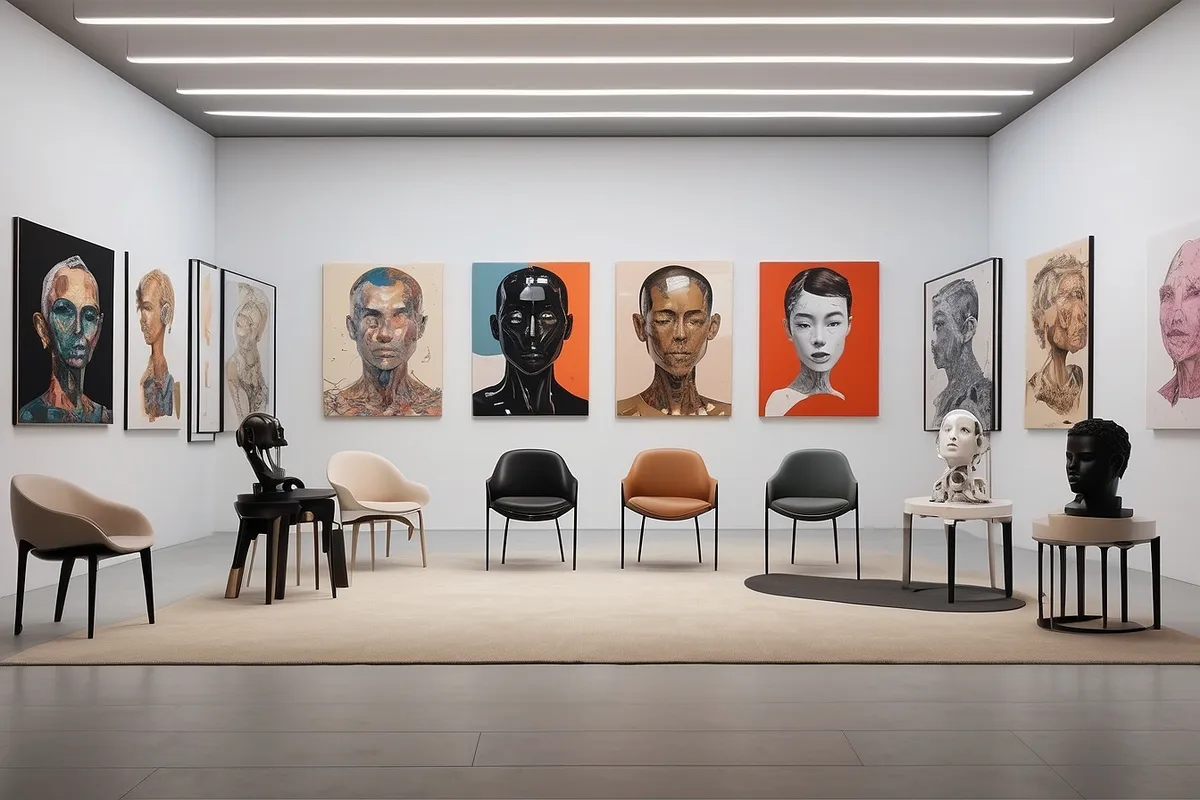Leonardo AI Diffusion XL A showroom with a selection of AI artist generated images